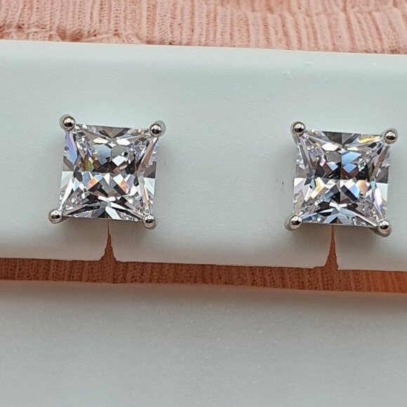 6MM S925 Sterling Silver CZ Stud Earrings for Women/Girl, US19251031 - Picture 8 of 11